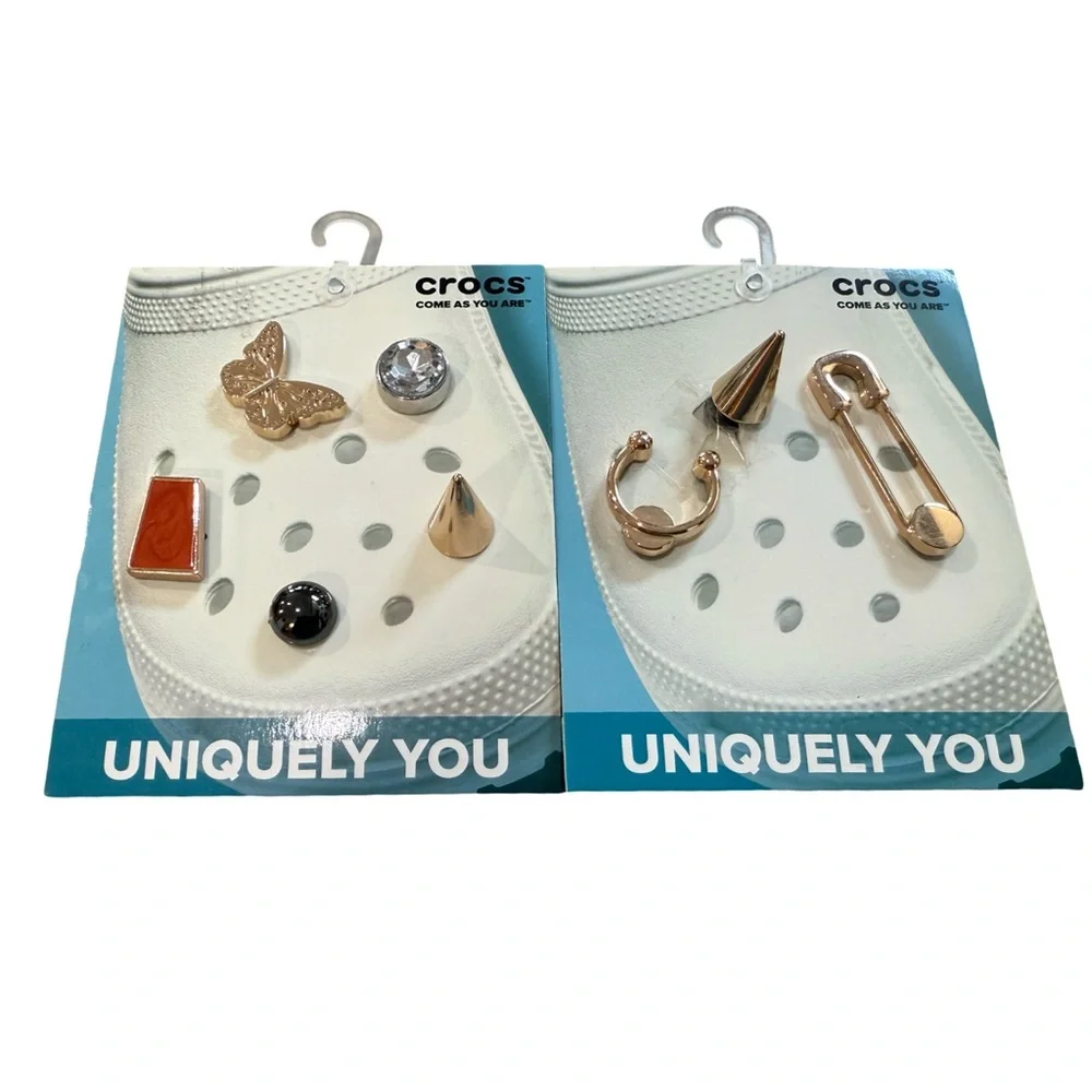 10 Pc Crocs Jibbitz Charms Set • Metal & Gem Shoe Accessories • Unisex Trendy - Picture 4 of 9